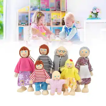 1:12 Деревянная мебель, Миниатюрная игрушка, мини-деревянные куклы, Семейные куклы, Детские игрушки для игр в дом, подарки для мальчиков и девочек