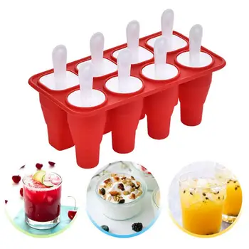 1 Комплект безопасных многоразовых форм для мороженого, 8 сеток, легко снимаемые формы для мороженого с палочкой, инструмент для выпечки, Лоток для мороженого, Кубик льда