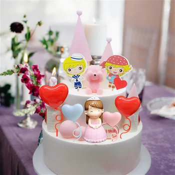 1 комплект Топпер для торта в виде сердца, детский душ, День рождения, Сделай САМ, Украшение торта флагами, Праздничные принадлежности для вечеринок