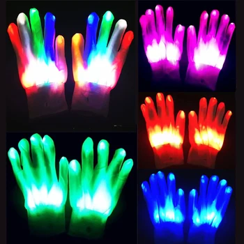 1 Пара светодиодных перчаток, светящиеся перчатки для взрослых и детей, Светящийся свет для вечеринки на Хэллоуин, Реквизит для сценических костюмов, Игрушки для вечеринок, перчатки