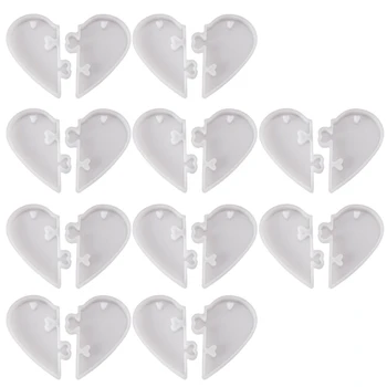 10 Пар силиконовых форм в форме сердца с отверстиями, формы для литья кулонов-головоломок для любителей для изготовления брелоков или ювелирных изделий своими руками