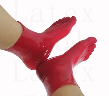 100% Латексные резиновые носки Gummi Red с пятью пальцами, размер S-XL 0,4 мм