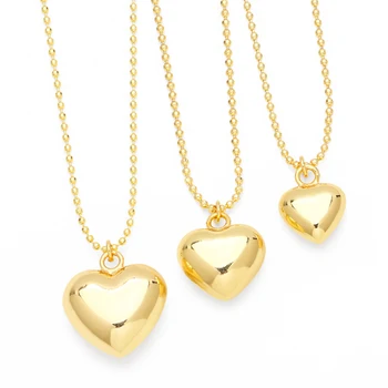 10шт Модные Старинные Позолоченные Ожерелья В Форме Сердца для Женщин, Полированные Цепочки из Бисера, Короткие Ожерелья, Простые Ювелирные Подарки