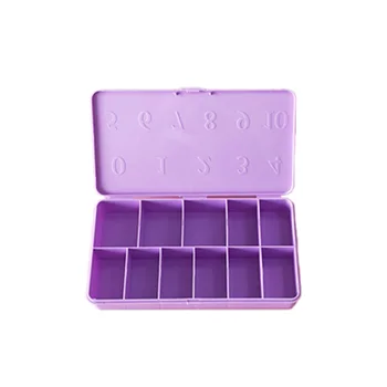11 Сеток для нейл-арта, Пустые Фиолетово-розовые пластиковые коробки для накладных ногтей, Контейнер для хранения наконечников, инструмент для ухода за Ногтями