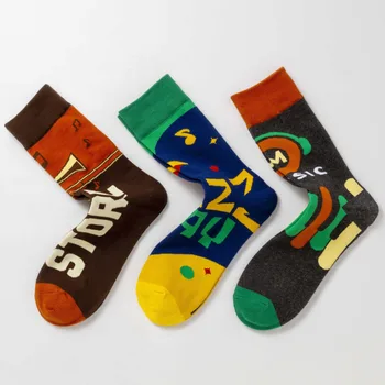 12 пар /лот, мужские носки, хип-хоп, Уличный скейтборд, Забавная картина, креативные модные носки из телячьей кожи в стиле харадзюку, Новые