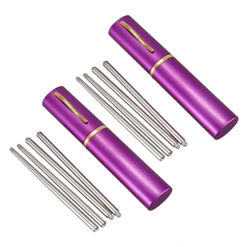 2 алюминиевых складных дорожных палочки для еды в форме ручки из нержавеющей стали, серебристый