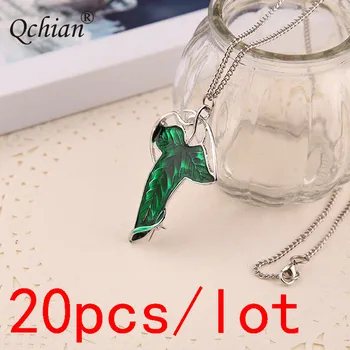 20 шт./лот Ожерелье из зеленого листа из цинкового сплава, декоративная подвеска 