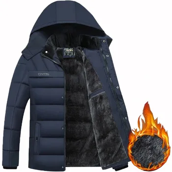 2023 Новое Модное Флисовое зимнее пальто с капюшоном Мужская Толстая Теплая Мужская Зимняя куртка Ветрозащитный Подарок Для отца Мужа Парка