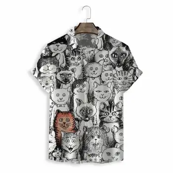 2023 Рубашки с цифровой 3D-печатью, мужские рубашки с короткими рукавами на одной пуговице, повседневные трендовые Свободные рубашки большого размера 5XL
