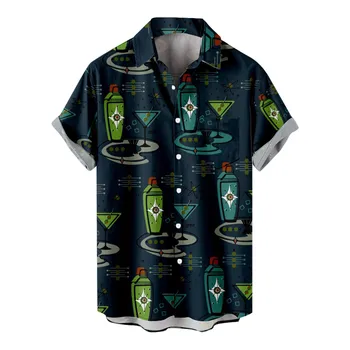 2023 Свободные дышащие гавайские рубашки с 3D-принтом, топы для пляжных вечеринок, летние мужские рубашки с короткими рукавами, свободные дышащие рубашки с 3D-принтом.