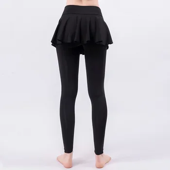 2023 Спортивные брюки Женские с высокой талией, подтягивающие бедра, Юбка для йоги, Брюки для бега, искусственные обтягивающие брюки для йоги для фитнеса из двух частей