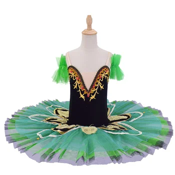 2023 Темно-зеленый Профессиональный классический балет, танцевальные костюмы-пачки для взрослых девочек, танцевальное представление, плиссированное платье-пачка