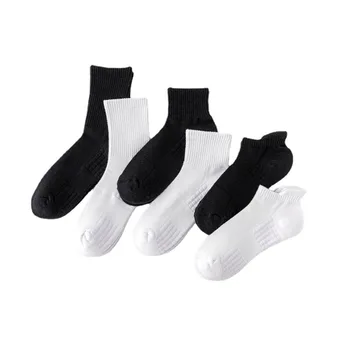 3 пары / лот, черно-белые хлопчатобумажные носки, весна-лето, мужские однотонные баскетбольные спортивные носки, мужские носки до щиколоток,