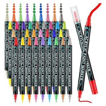 36 Цветов Акриловых фломастеров с тонким точечным наконечником, металлическая ручка классических цветов для взрослых и детей