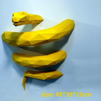 3D Бумажная форма, Незаконченная Модель Золотого Питона, Складная Бумажная работа, Поделки, Настенные Фигурки для домашнего декора, Миниатюры
