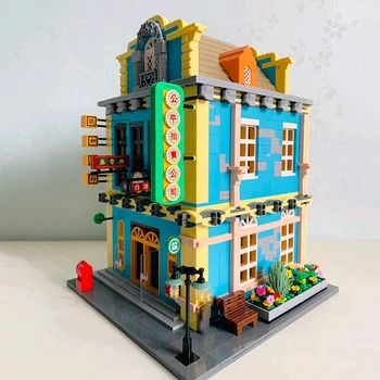 3D модель DIY Мини-блоки Кирпичи Здание Эпохи архитектуры Китайской Республики Банк Аукционный дом Ломбард Игрушка для детей