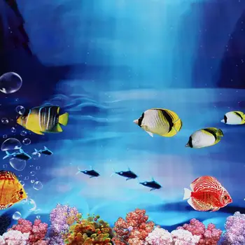 40/50 см (H) ПВХ Двусторонний плакат с аквариумными рыбками, фоновое украшение, Аквариум, Океан, декоративный настенный фоновый плакат