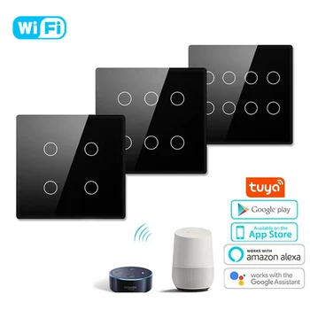 4x4 Бразильский Выключатель Света Tuya WiFi Smart 4/6/8 Gang Сенсорная Панель Настенные Выключатели Голосовое Управление Работа для Alexa Google Home Smart Life