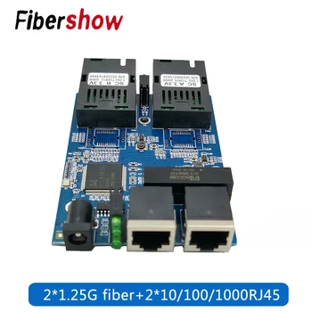5 pces 100/1000 м коммутатор fibra ethernet 2 fibra 4 rj45/2 fibra 2 rj45 гигабитный коммутатор fibra pcba placa однорежимный