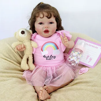 55 СМ Bebe Reborn Baby Doll Тоддл Герти 3D Окрашенная Кожа С Волосами Ручной Работы Высокое Качество Для Детского Подарка boneca reborn