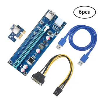 6-Комплектная многоинтерфейсная плата Адаптера Riser с питанием от PCI-E 6pin от 1x до 16x с удлинительным кабелем USB3.0 с диагональю 23,6 дюйма
