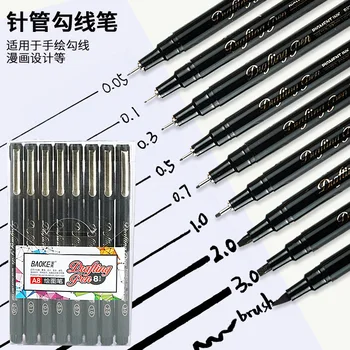8 Цветных черных офисных письменных принадлежностей Tick Pen Design Черновиковая ручка для художественной кисти 0.05/0.1/0.3/0.5/0.7/1.0/2.0/3.0/ КИСТЬ