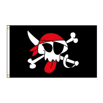 90x150 см 3x5 футов Интересный красный шарф с языком в виде черепа, пиратский флаг