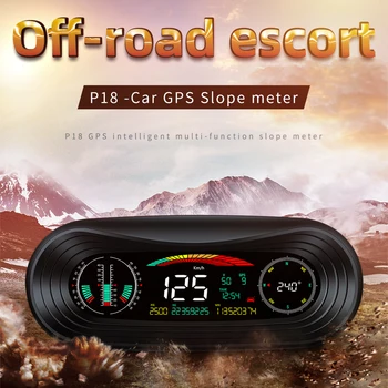 A P18 HUD GPS измеритель наклона Головной дисплей ЖК Цифровой Высота Скорость автомобиля Пробег Время Широта Долгота Проектор для автомобиля