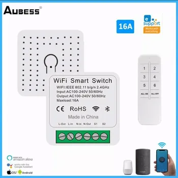 Aubess 16A Tuya Smart WiFi Switch Control Switch Mini Smart Breaker Поддержка Smart Life Control Alexa / Google Home/ Tmall Genie