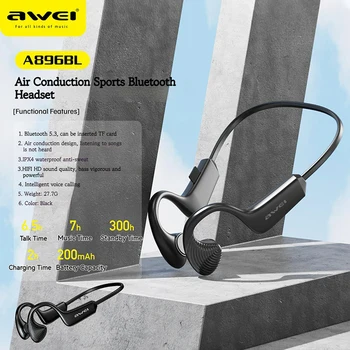 Awei A896BL Наушники с воздушной проводимостью Bluetooth 5.3 HiFi-Ушной крючок Беспроводная гарнитура Поддержка TF-карт Спортивные Наушники С микрофоном