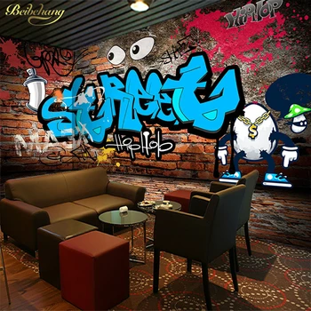 beibehang 3D кирпичная стена Европейский мультфильм ручная роспись животных тема фрески ресторан ресторан KTV фоновые обои