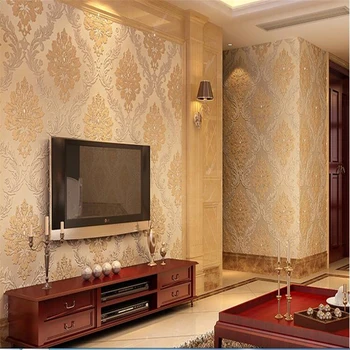 beibehang papel de parede 3d Высококачественные Европейские Дамасские обои с бриллиантами Для спальни, гостиной, нетканых обоев, домашнего декора