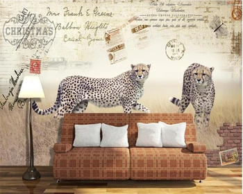 beibehang Пользовательские красивые обои из высокой шелковой ткани cheetah ретро европейский и американский телевизионный фон papel de parede обои для стен