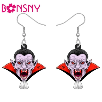 Bonsny Акриловые украшения для Хэллоуина, Ужасные серьги-подвески в виде вампиров, висячие подвески для женщин, подарки для девочек-подростков, Модные украшения