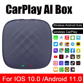 Carlinkit Bluetooth-совместимый для CarPlay Android Ai Box Проводной к беспроводному Автомобильному Интернету Qualcomm 8-ядерный адаптер ключа 4G + 64GB