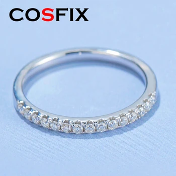 COSFIX S925 Стерлингового Серебра Половина Вечности Муассанит Кольца Бриллиант 1,5 мм Изысканное Обручальное Кольцо Для Женщин Ювелирные Изделия Gif