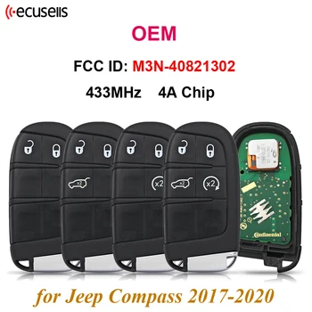 Ecusells OEM FCC ID: M3N-40821302 Для Jeep Compass 2/3 Кнопки Smart Remote Control Key 433 МГц 4A Чип Бесключевого Доступа Оригинал