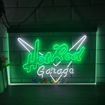 Hot Rod Garage Car 2-цветной дисплей Светодиодная неоновая вывеска Домашний Декор Новогодняя стена Свадебная спальня