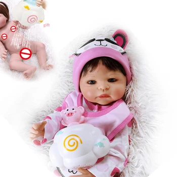 NPK 55 см силиконовая кукла bebe для всего тела reborn baby doll в платье панды игрушка для ванны кукла для душа Анатомически правильная