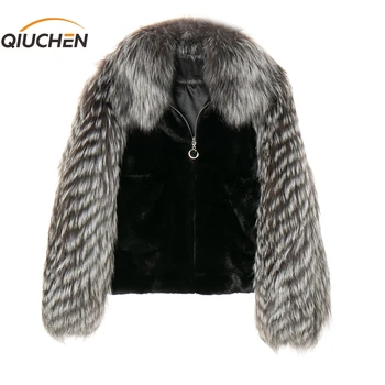 QIUCHEN PJ21028, Новое поступление, женская зимняя куртка из меха норки с чернобуркой, высококачественное женское зимнее пальто, быстрая доставка