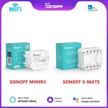 SONOFF 16A MINI R3 Wifi Bluetooth Smart Switch Без Нейтрального Провода С Переключателем S-MATE Mate Пульт Дистанционного Управления Работает Для Alexa Google Home