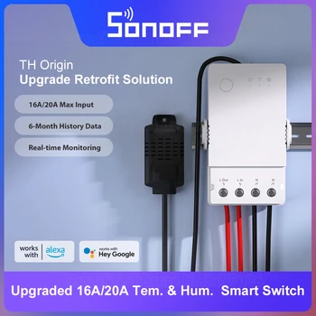 SONOFF TH Origin 16A/20A Интеллектуальный Мониторинг температуры И влажности Wi-Fi Переключатель ESP32 Чип Smart Scene Дистанционное Управление через eWeLink