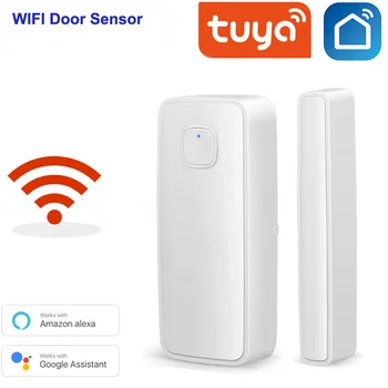 TUYA Smart Wifi, Дверной магнитный датчик сигнализации, детекторы открытия / закрытия, беспроводное подключение, работа с Google Home Alexa