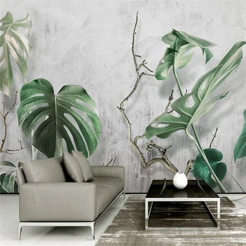 wellyu 3d зеленые растения ветка Монстеры лес ТВ фон стены пользовательские большие фрески экологические обои papel de parede
