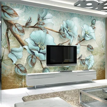 wellyu Bloom насыщенные ретро-цветы и птицы современный минималистичный абстрактный рисунок на стене на заказ большие настенные обои papel de parede mural