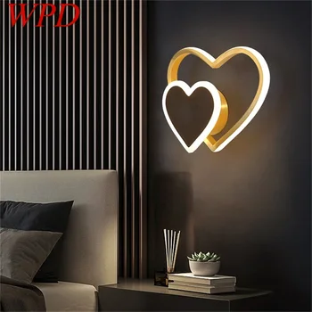 WPD Скандинавские настенные бра, лампы, Латунь, Современный Креативный светодиодный светильник в форме любви для дома