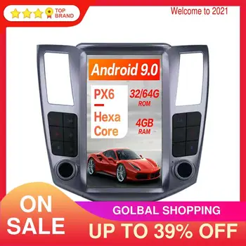 Автомобильный мультимедийный плеер Tesla Style Android 9.0 4 + 64 ГБ, GPS-навигация для Toyota Harrier 2003-2012, автомагнитола Carplay для головного устройства.