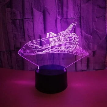 Акриловый космический корабль Ночник Украшение спальни 7 Плоскостей, меняющих цвет, светодиодный 3D визуальный свет, подарок на День рождения, Атмосферная настольная лампа