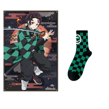 Аниме Demon Slayer Kamado Tanjirou Косплей Трикотажные Хлопковые носки с улыбающимся Лицом Sweet Girls Студенческий Милый Подарок