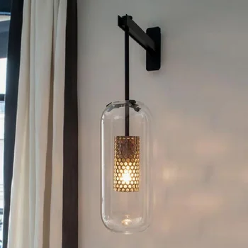 Антикварный настенный светильник Скандинавский стеклянный настенный светильник для ванной комнаты, спальни, коридора, домашней кухни, светильника E14, золотой настенный светильник